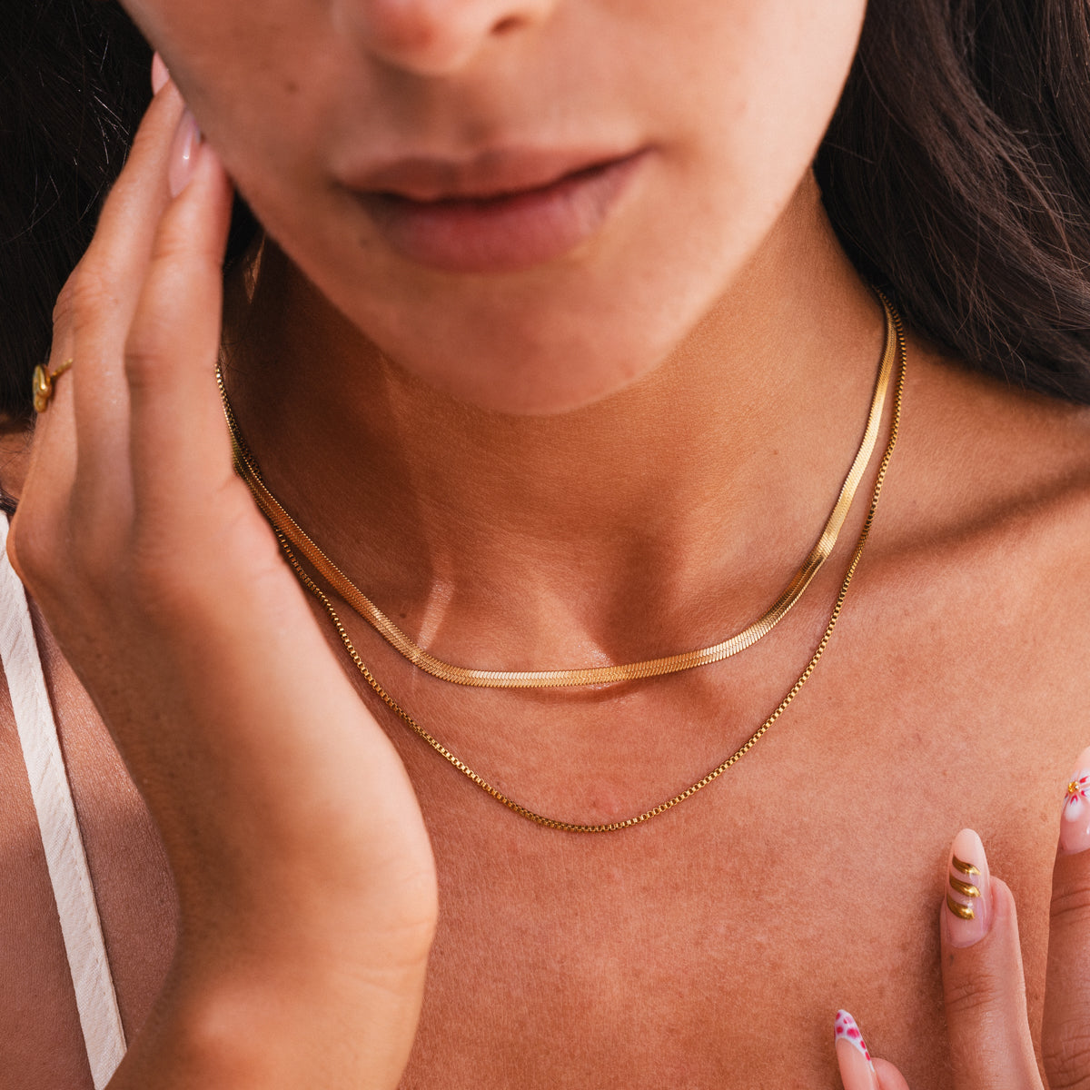 Snake Double Chain Necklace - Gold