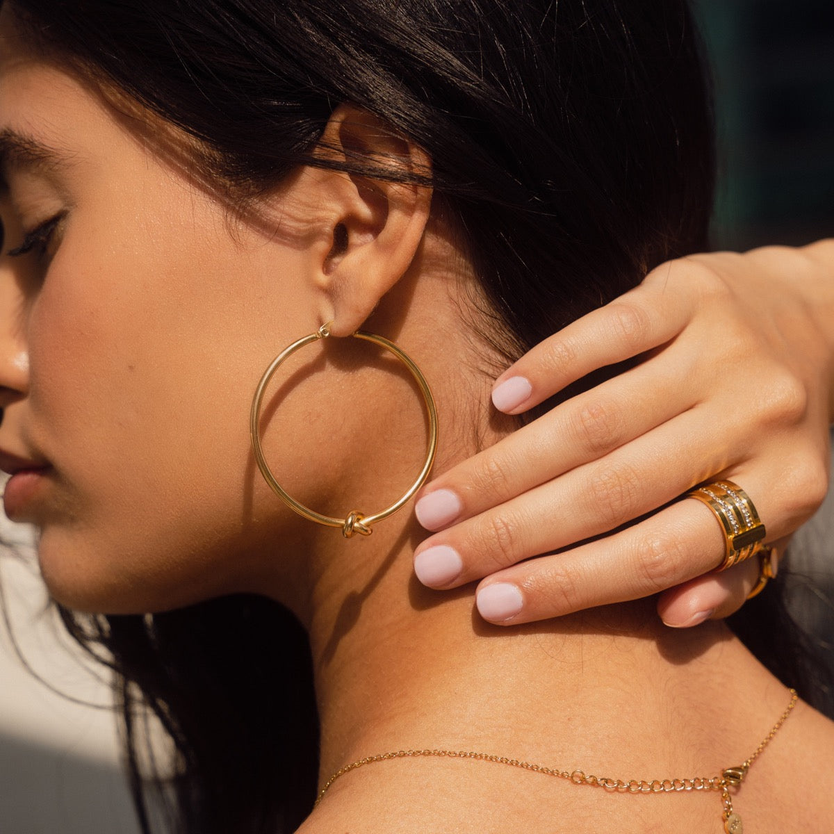 Knotted Hoop Earrings - Gold
